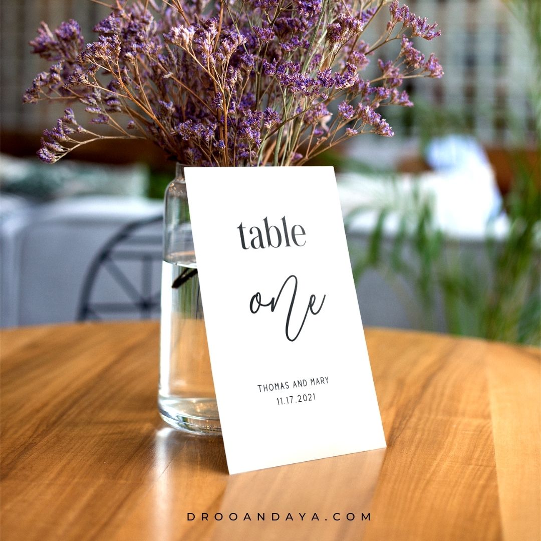 Template Table Numbers Printable - Minimalist - Droo & Aya