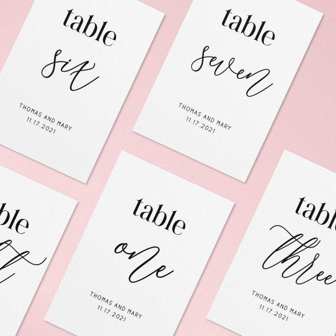 Template Table Numbers Printable - Minimalist - Droo & Aya