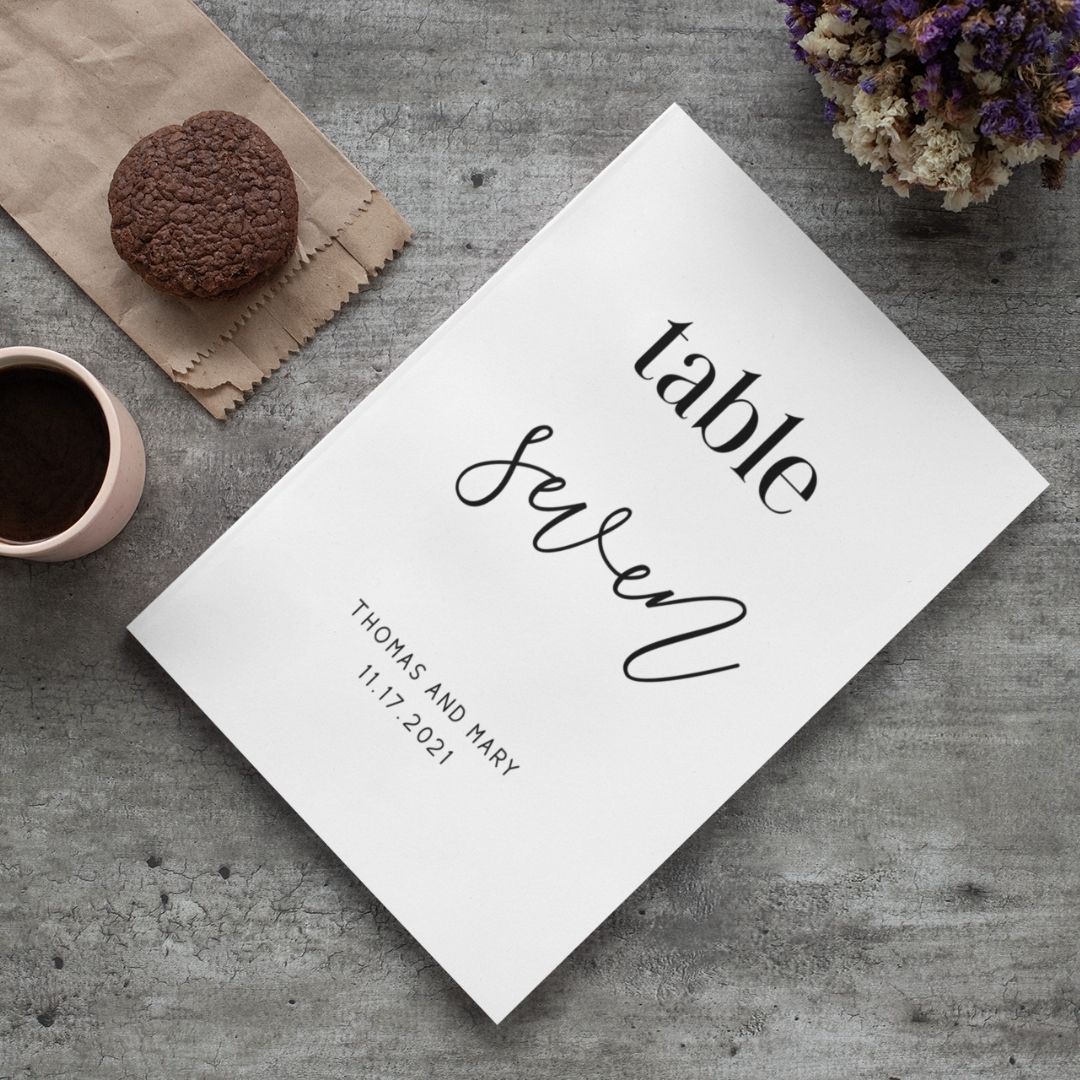 Template Table Numbers Printable - Minimalist - Droo & Aya