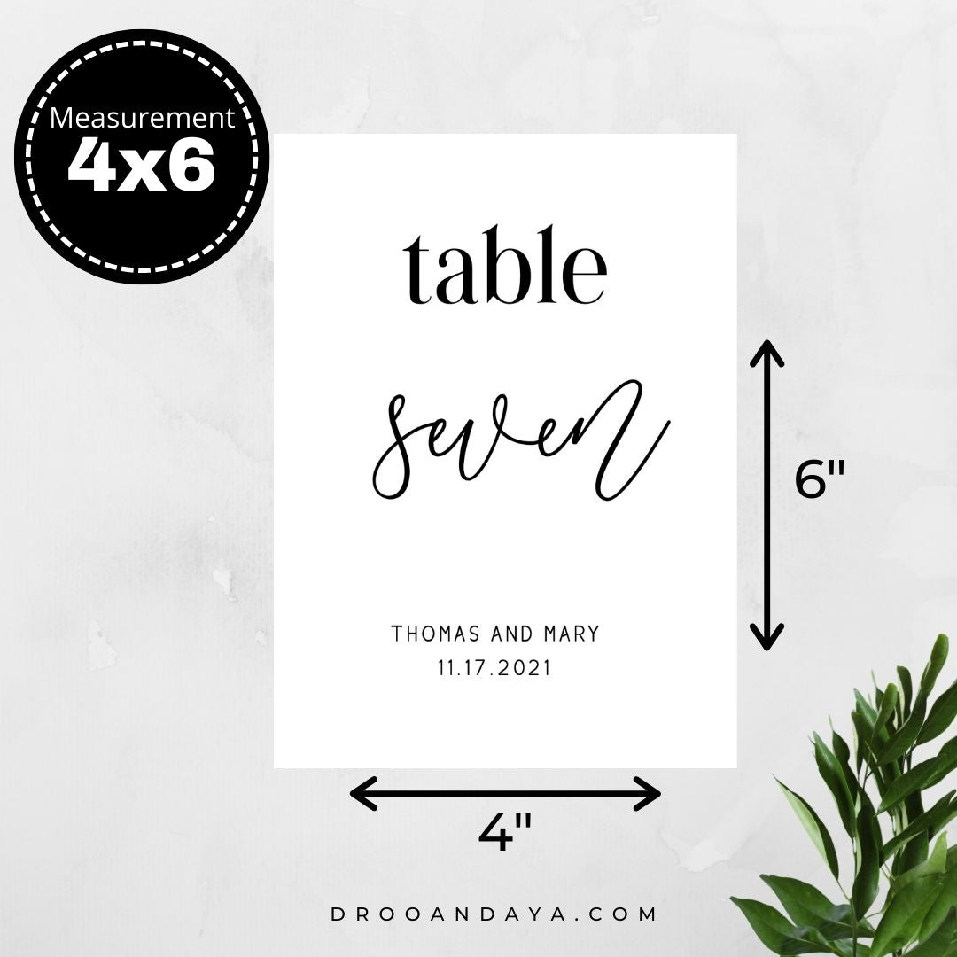 Template Table Numbers Printable - Minimalist - Droo & Aya