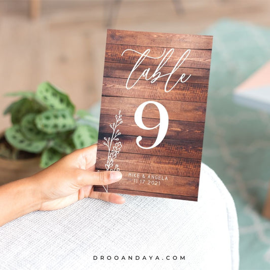Rustic Table Numbers Printable Template - Droo & Aya