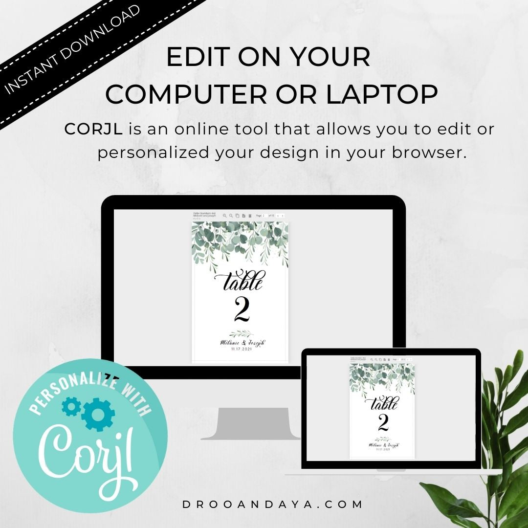 Template Table Numbers Printable - Greenery - Droo & Aya