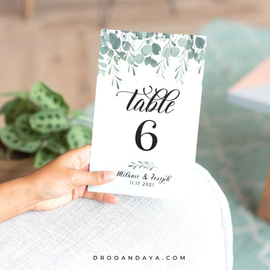 Template Table Numbers Printable - Greenery - Droo & Aya
