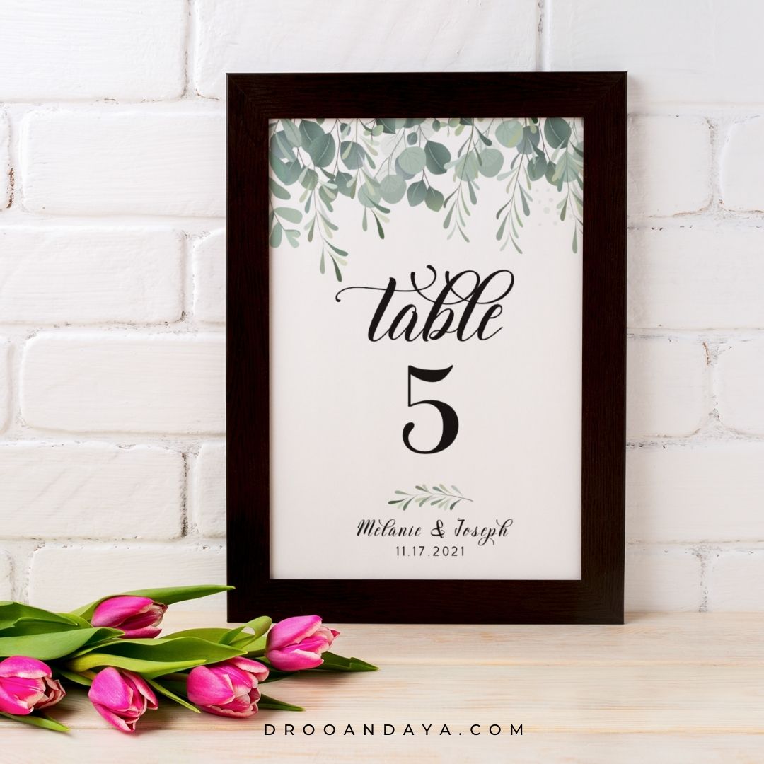 Template Table Numbers Printable - Greenery - Droo & Aya