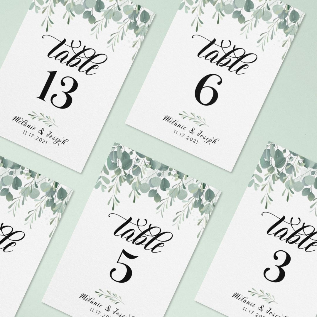 Template Table Numbers Printable - Greenery - Droo & Aya