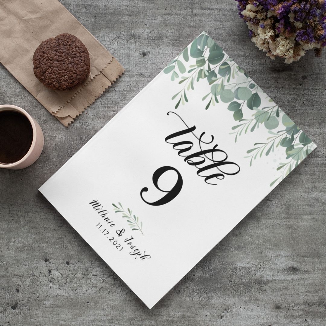 Template Table Numbers Printable - Greenery - Droo & Aya