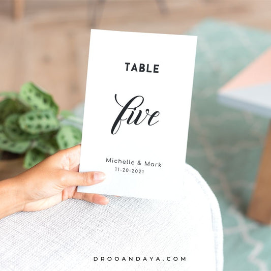Template Table Numbers Printable - Minimalist - Droo & Aya