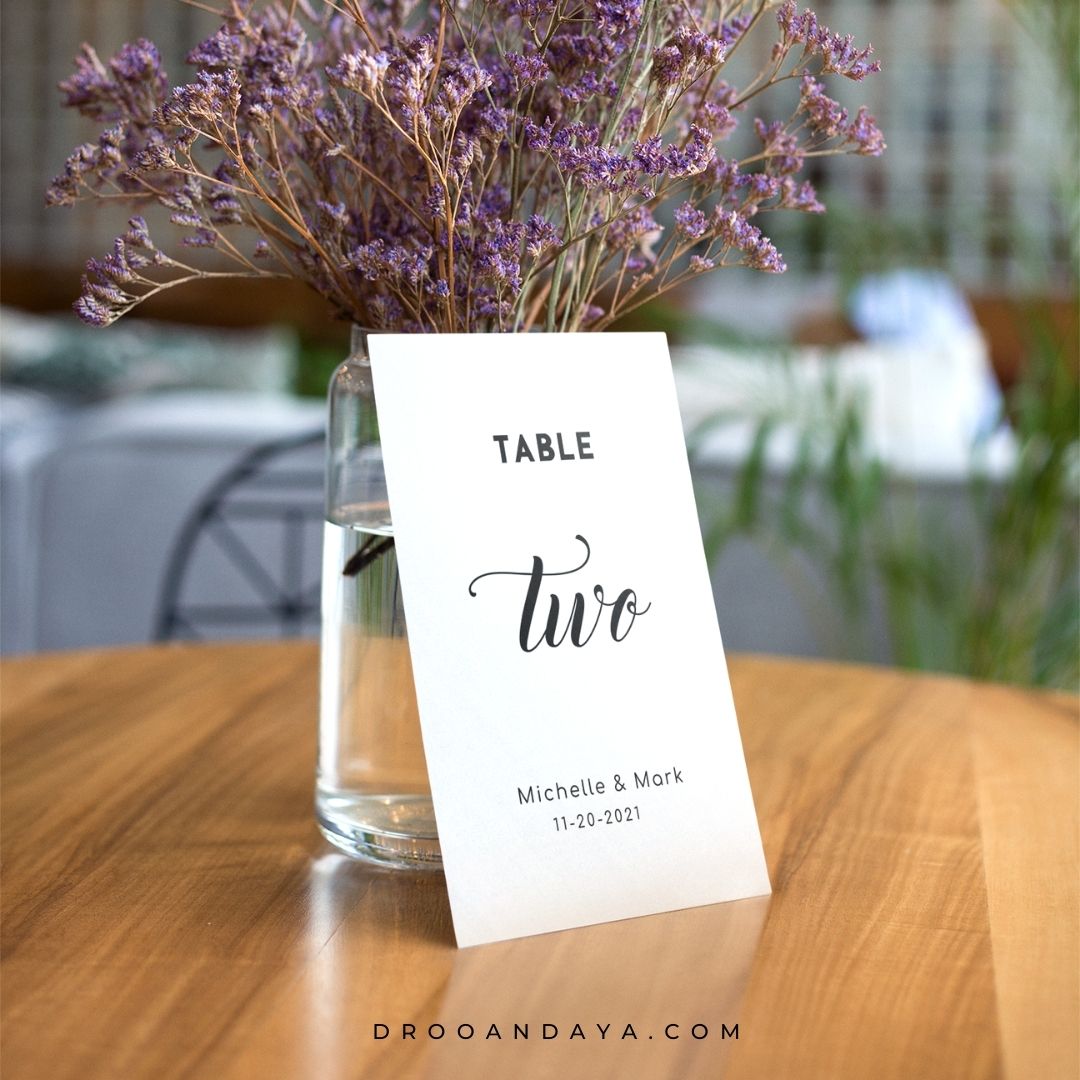 Template Table Numbers Printable - Minimalist - Droo & Aya