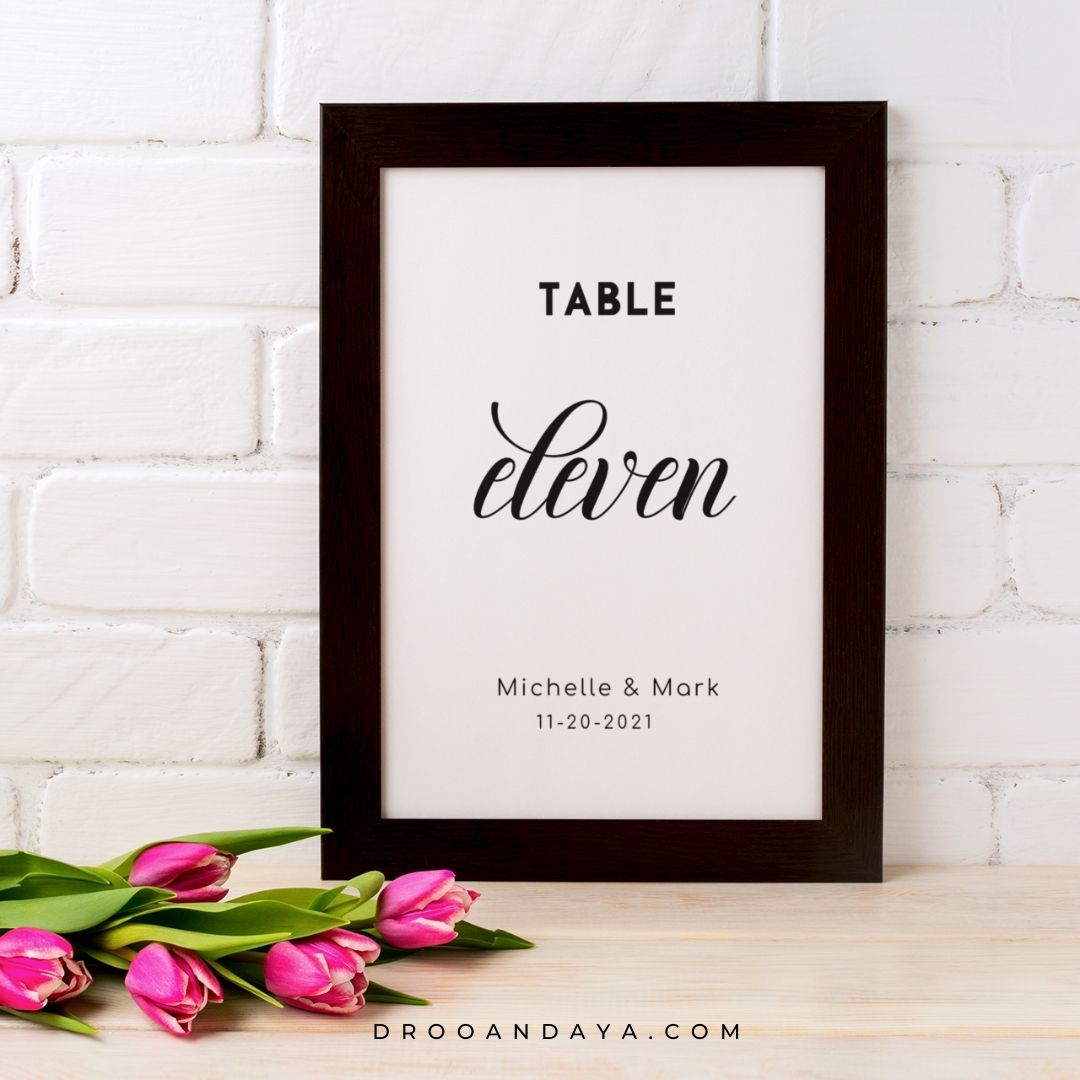 Template Table Numbers Printable - Minimalist - Droo & Aya