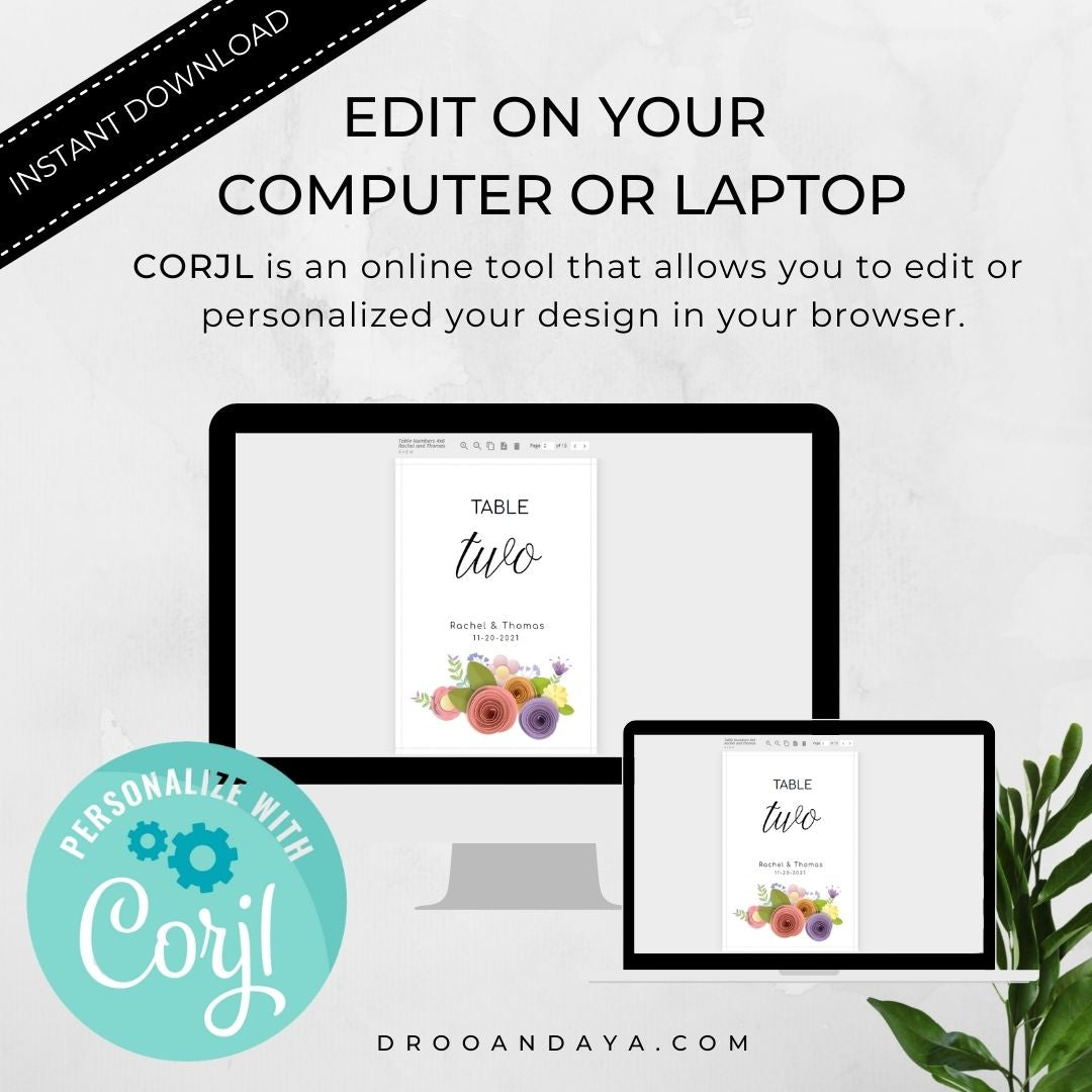 Template Table Numbers Printable - Floral - Droo & Aya