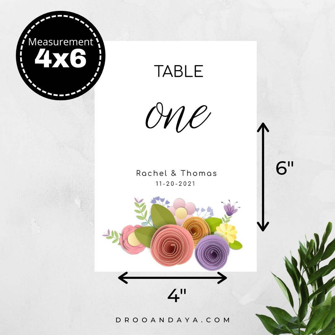 Template Table Numbers Printable - Floral - Droo & Aya