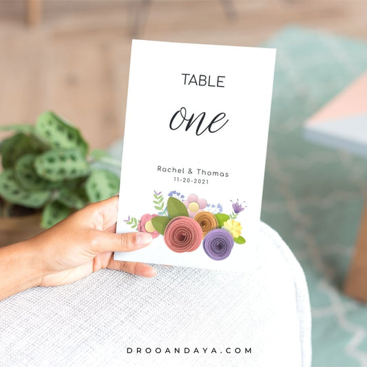 Template Table Numbers Printable - Floral - Droo & Aya