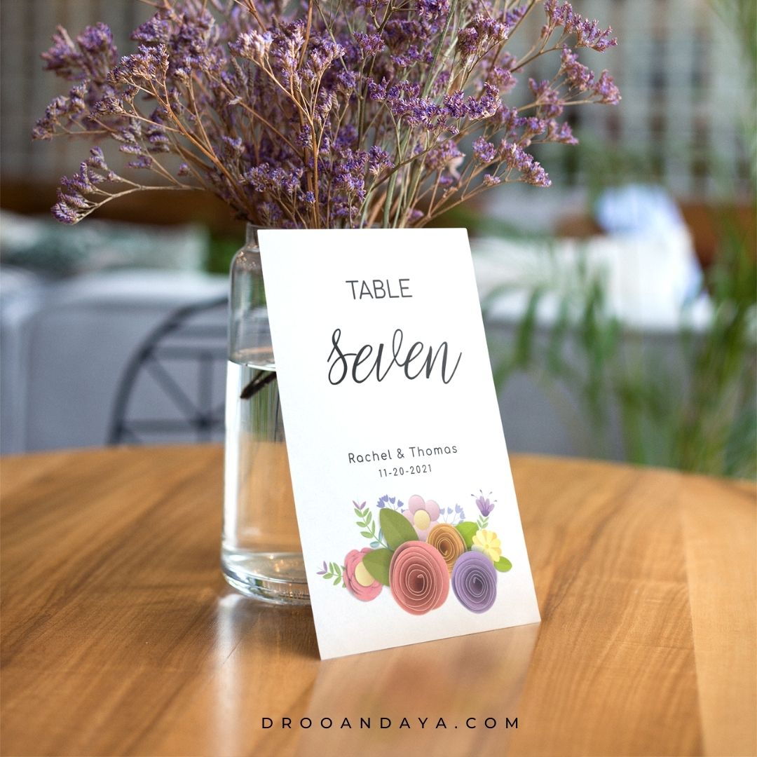 Template Table Numbers Printable - Floral - Droo & Aya