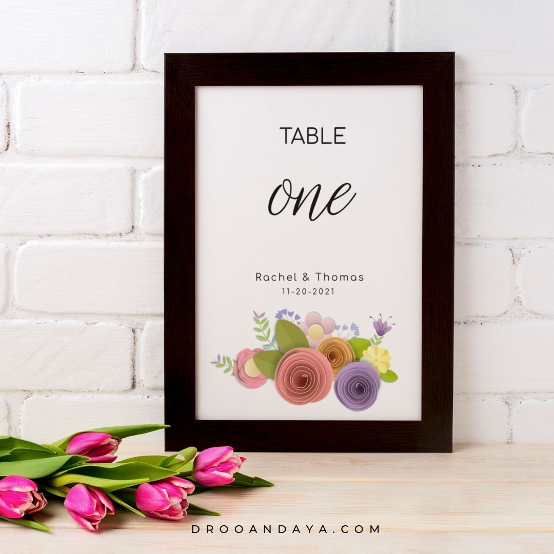 Template Table Numbers Printable - Floral - Droo & Aya