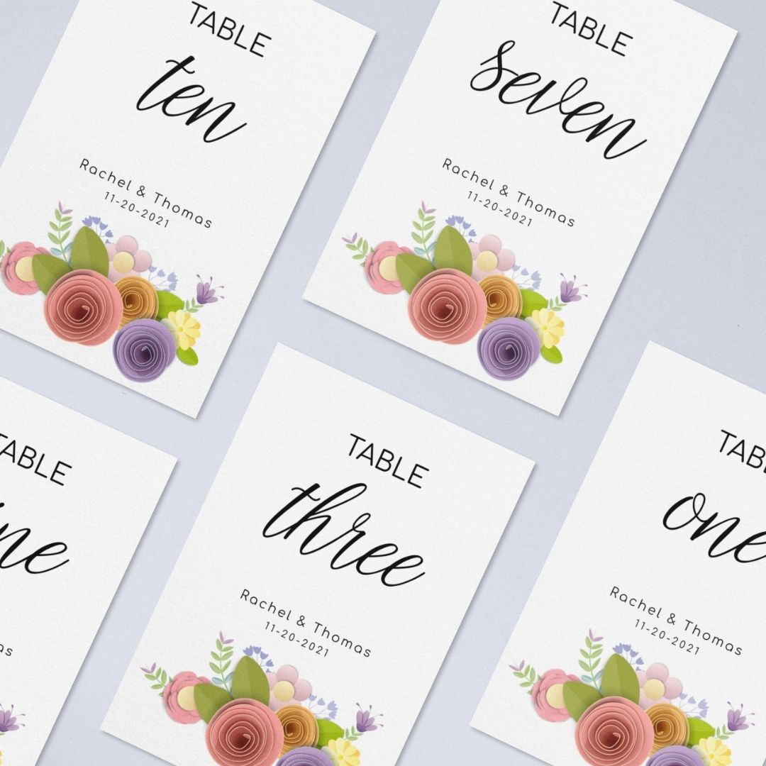 Template Table Numbers Printable - Floral - Droo & Aya