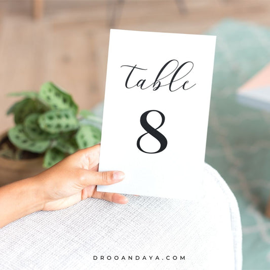 Wedding Table Numbers Printable - Droo & Aya