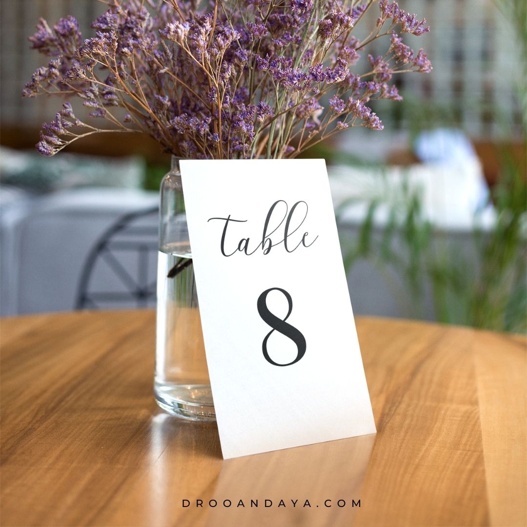 Wedding Table Numbers Printable - Droo & Aya