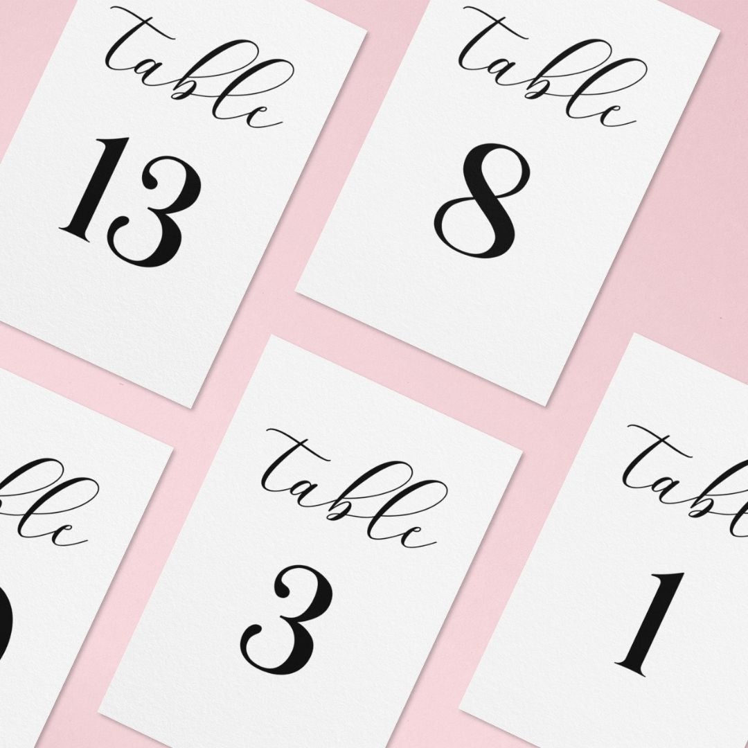 Wedding Table Numbers Printable - Droo & Aya