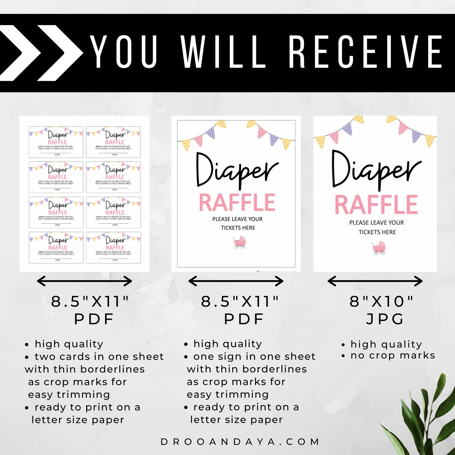 Diaper Raffle Sign and Ticket Printable