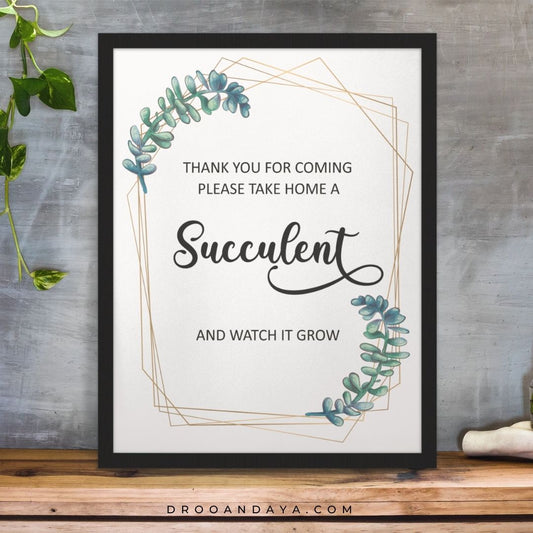 Greenery Baby Shower Succulent Printable 8x10 Sign