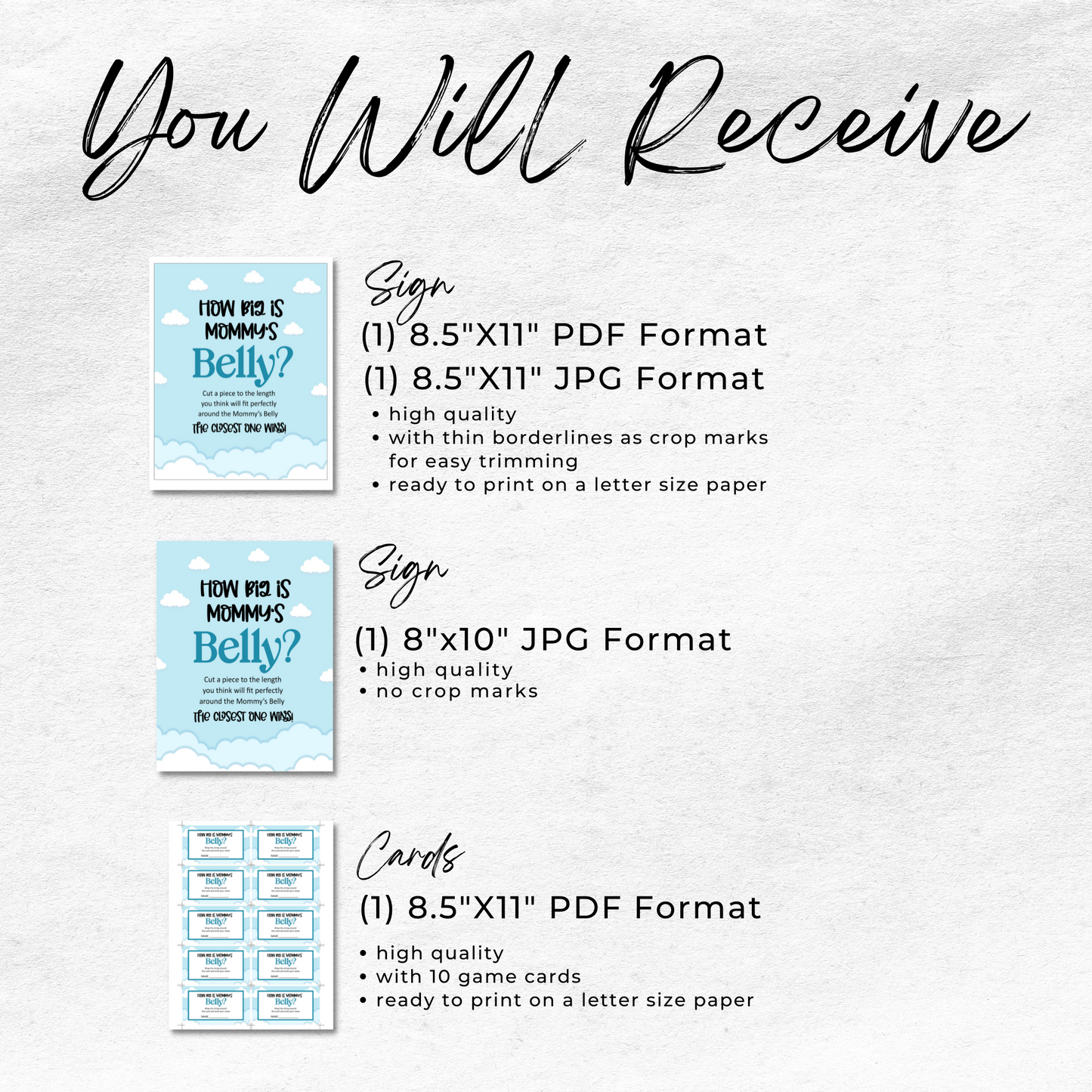 Printable How Big is Mommy's Belly Baby Shower Game Sign
