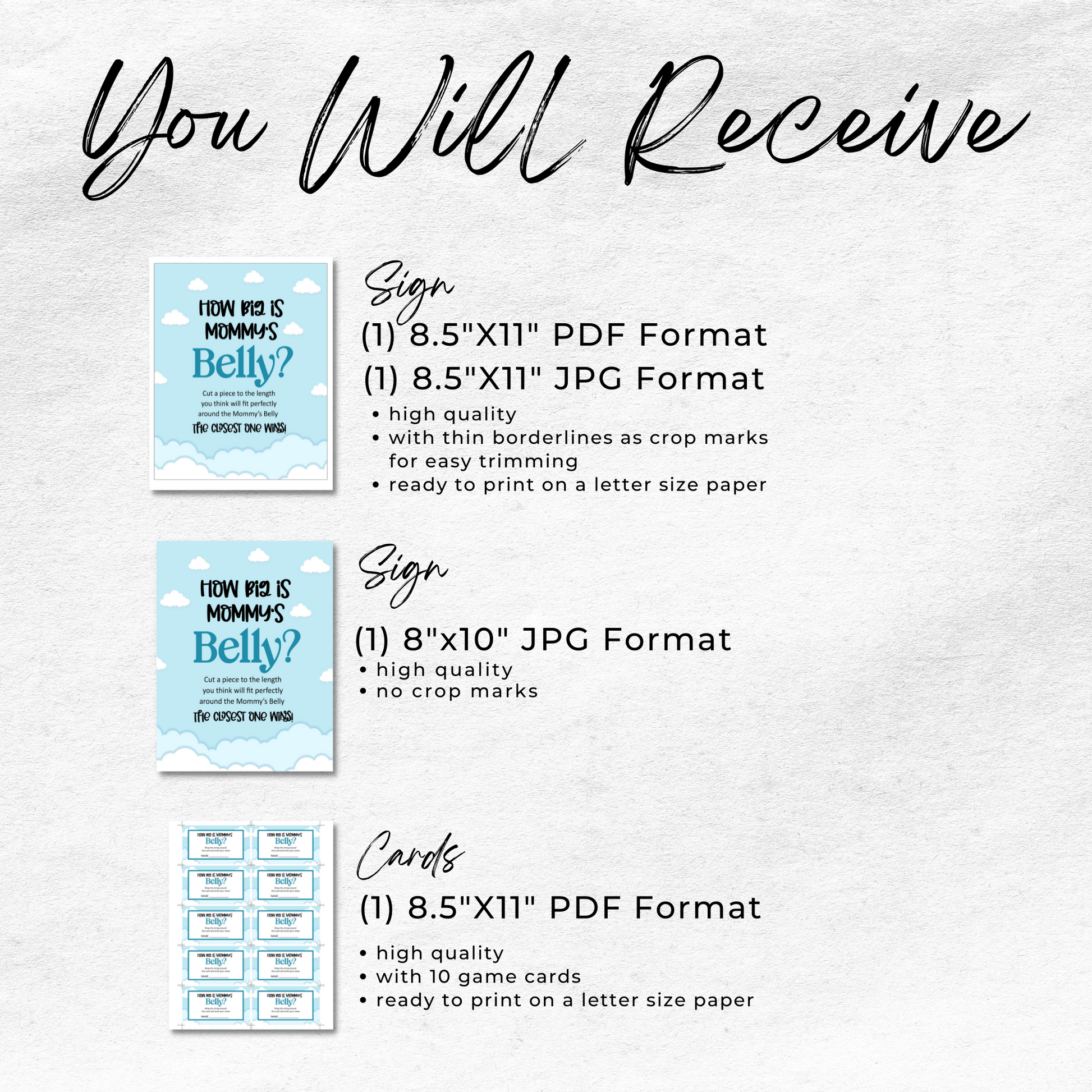 Printable How Big is Mommy's Belly Baby Shower Game Sign