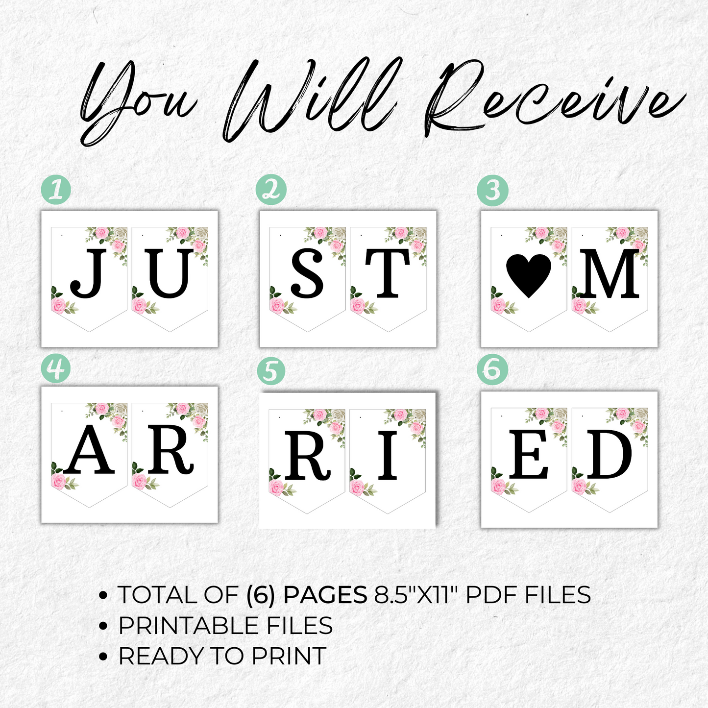 Just Married Wedding Banner Printable