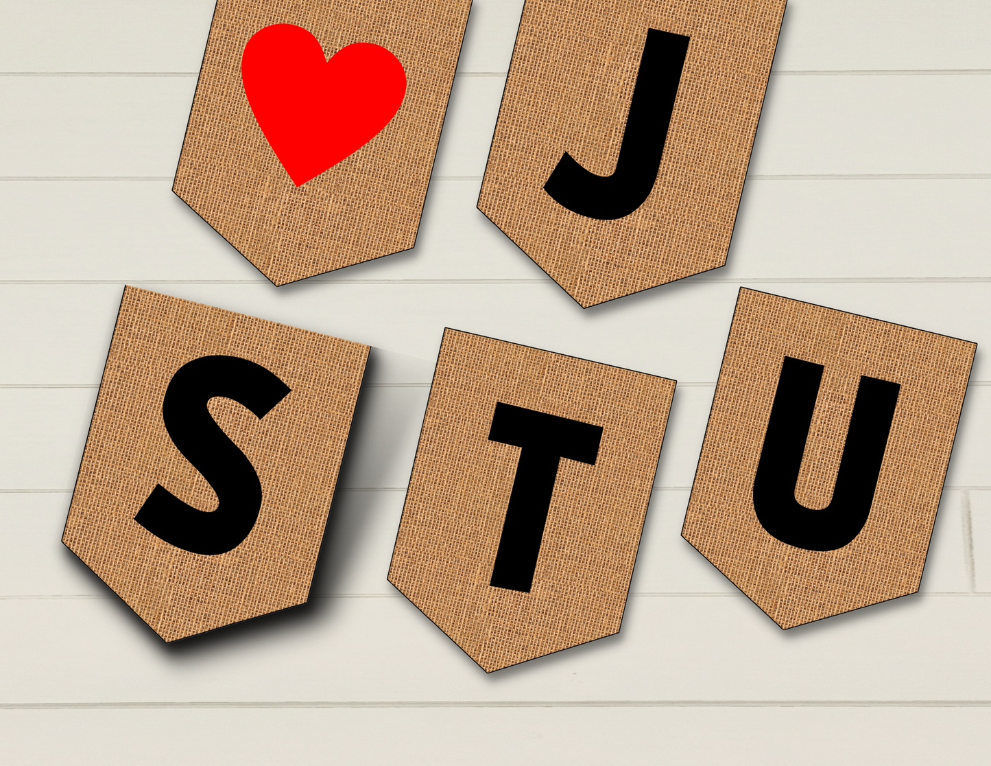 Just Married Banner Printable - Burlap - Droo & Aya