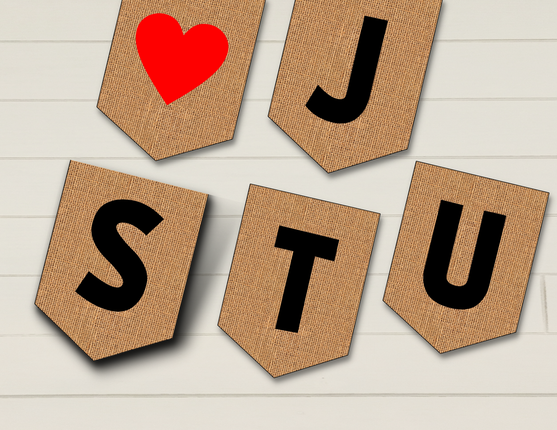 Just Married Banner Printable - Burlap - Droo & Aya