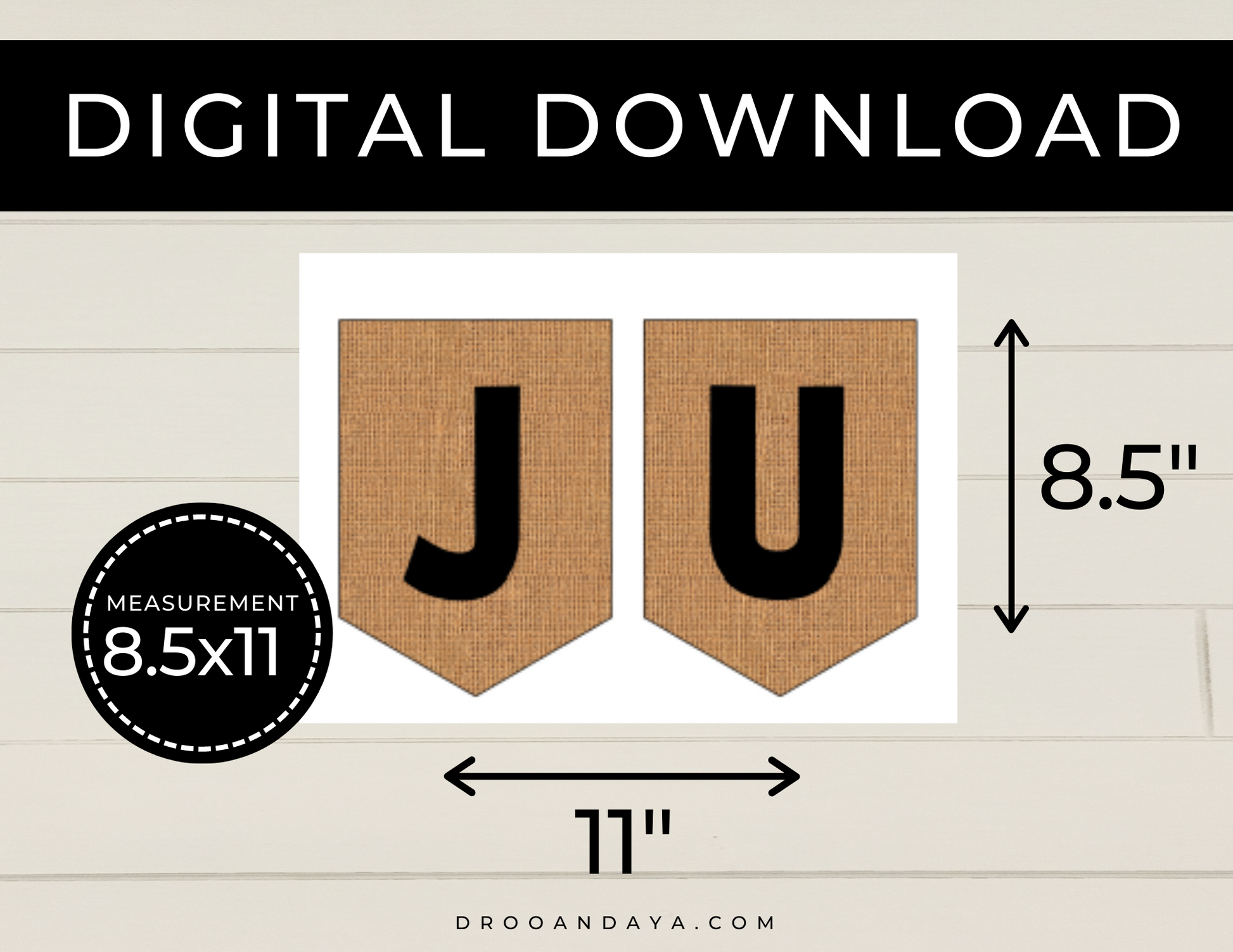 Just Married Banner Printable - Burlap - Droo & Aya