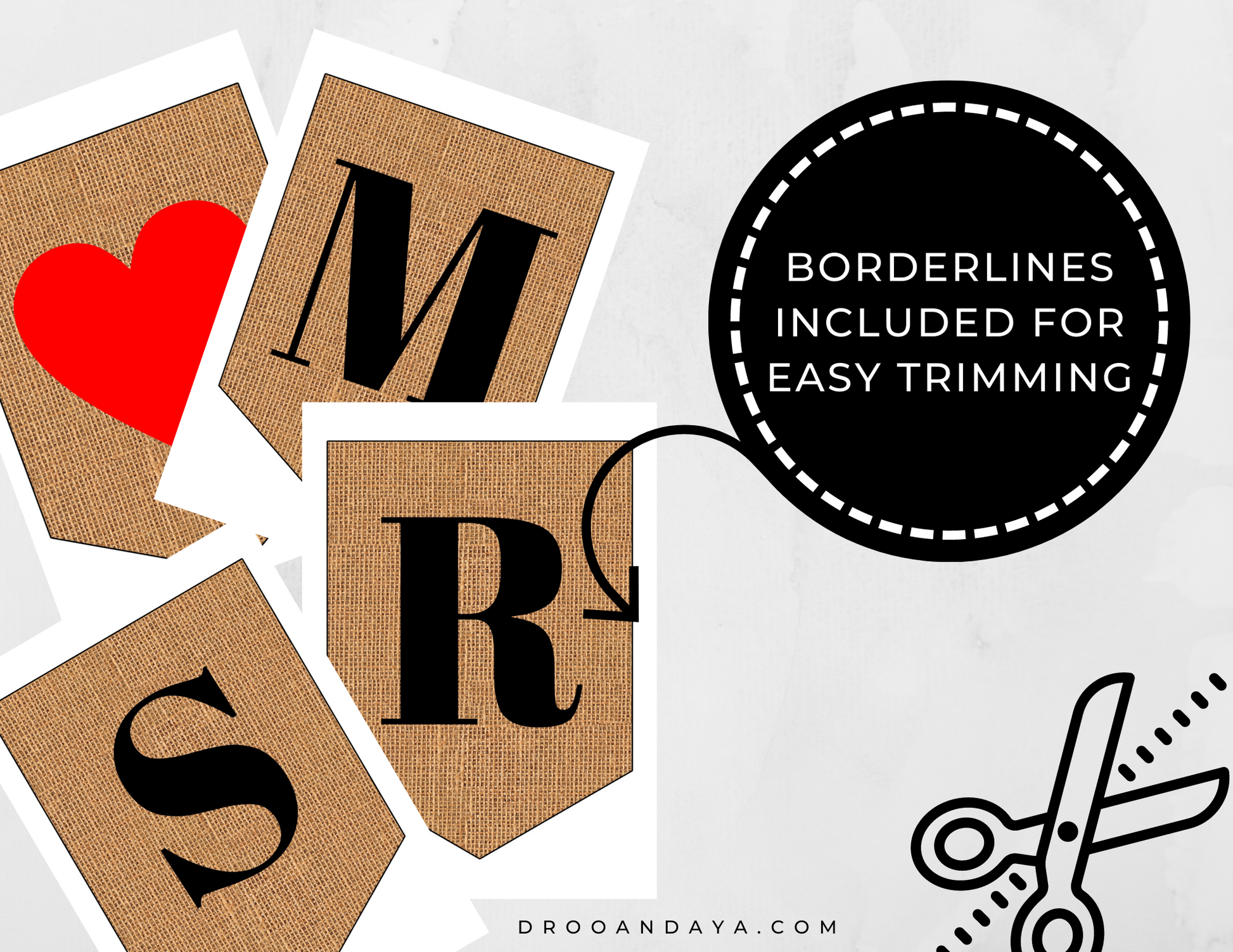 Mr and Mrs Wedding Printable Banner, Wedding Photo Prop, Burlap Banner, Wedding Banner, Rustic Banner, Bride and Groom Banner - Droo & Aya