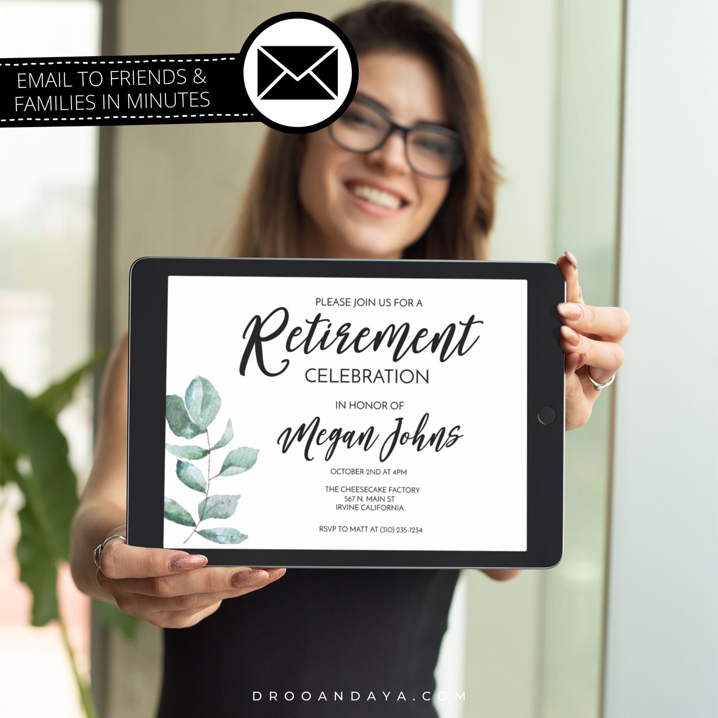Retirement Invitation Template - Greenery