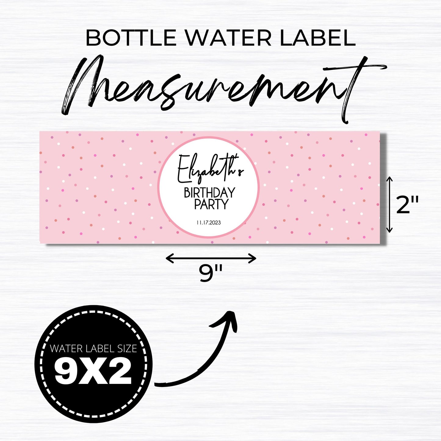 Customizable Pink Birthday Water Bottle Wrapper Template