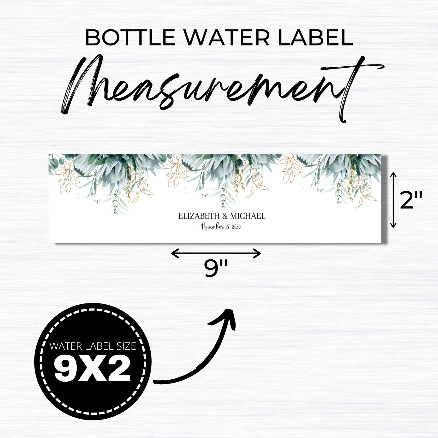 Water Bottle Label Template - Greenery