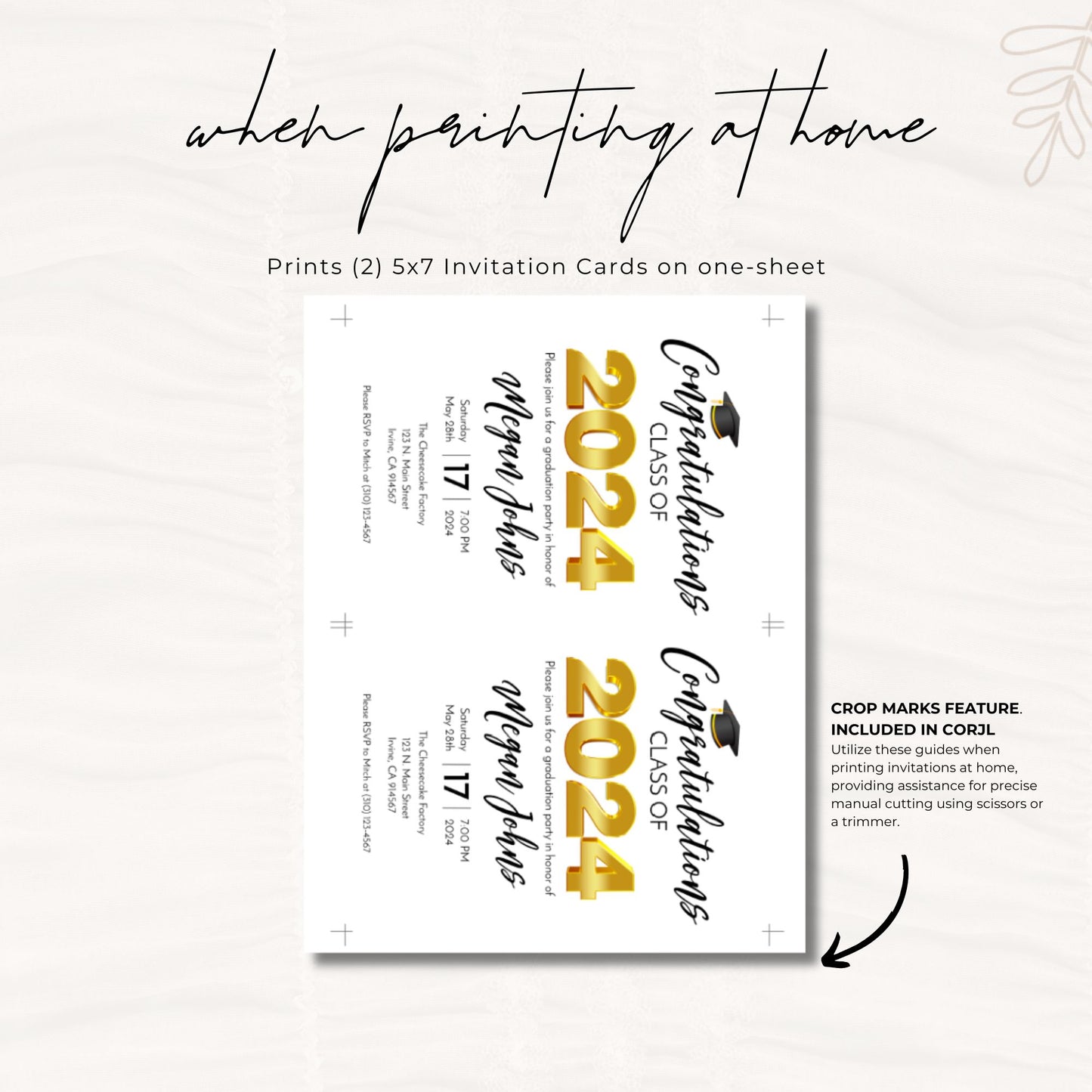 Class of 2024 Graduation Invitation Template - Gold and Black