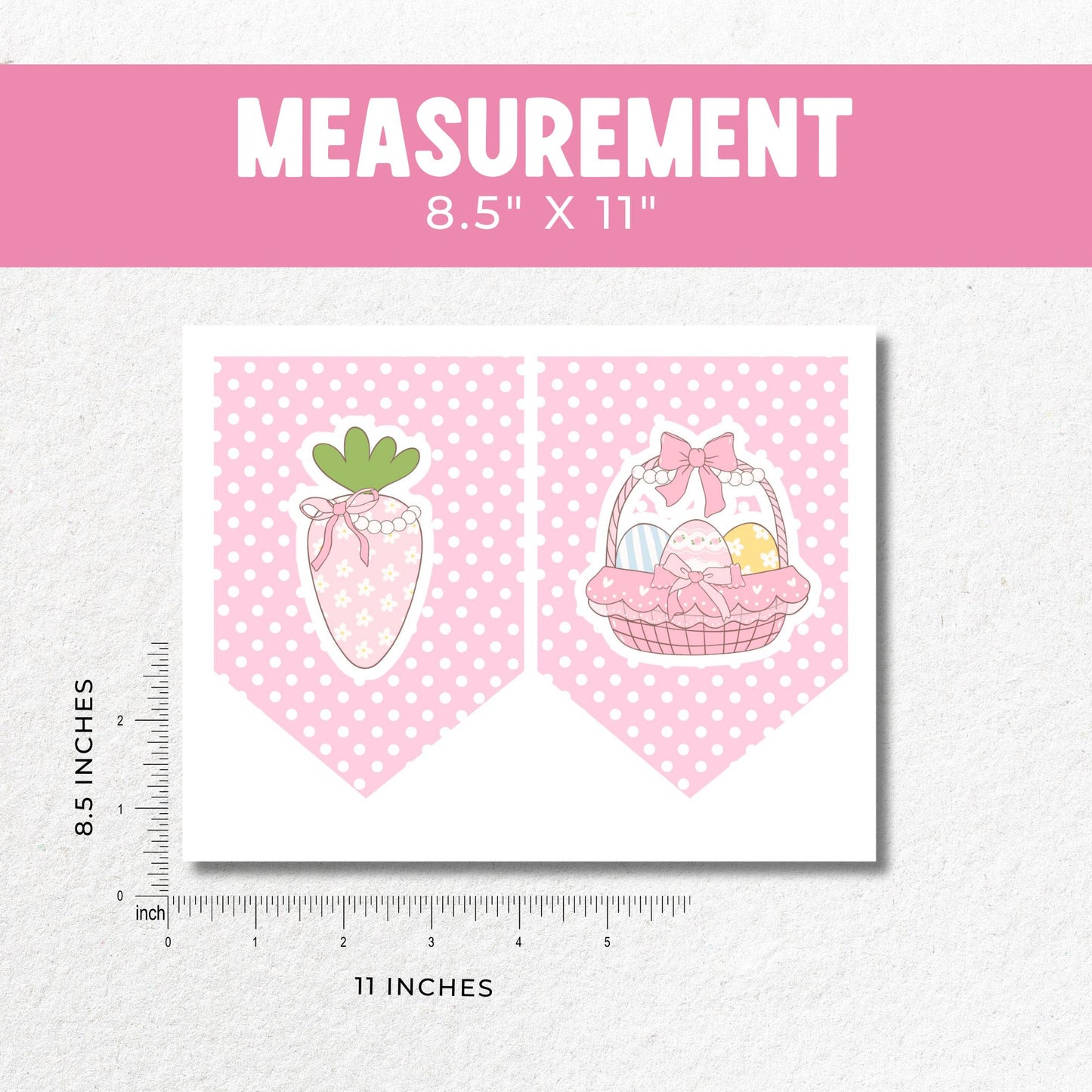Happy Easter 2024 Pink Theme Printable Banner