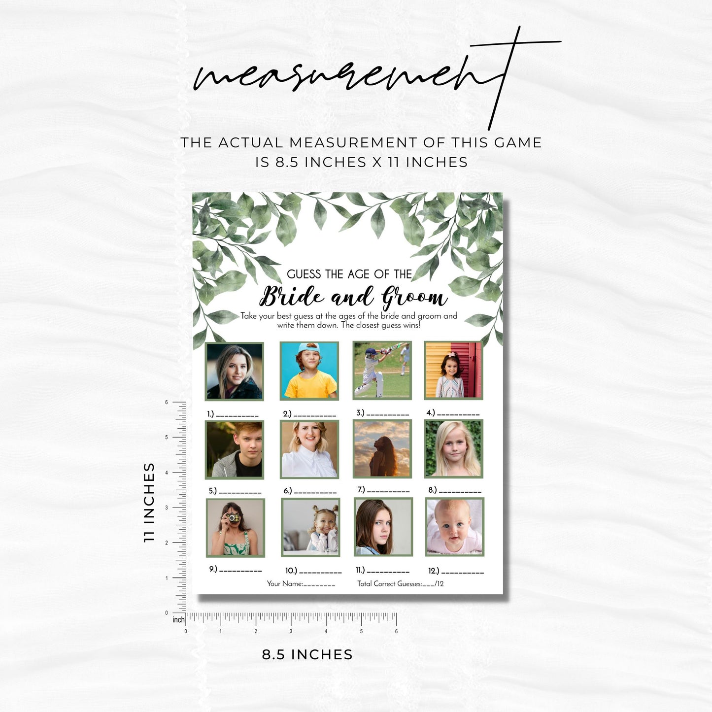 Guess the Age of the Bride and Groom Wedding Game Template