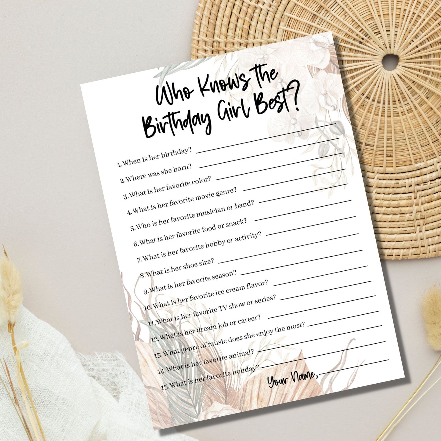 Who Knows the Birthday Girl Best Printable Game