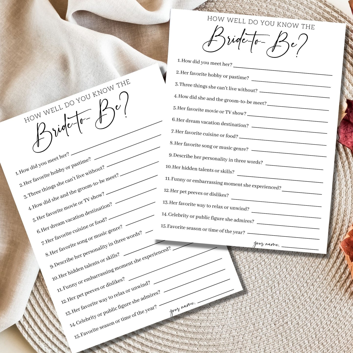 How Well Do You Know the Bride-to-Be Printable Game