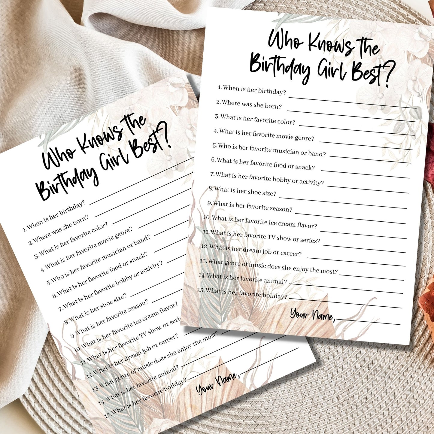 Who Knows the Birthday Girl Best Printable Game