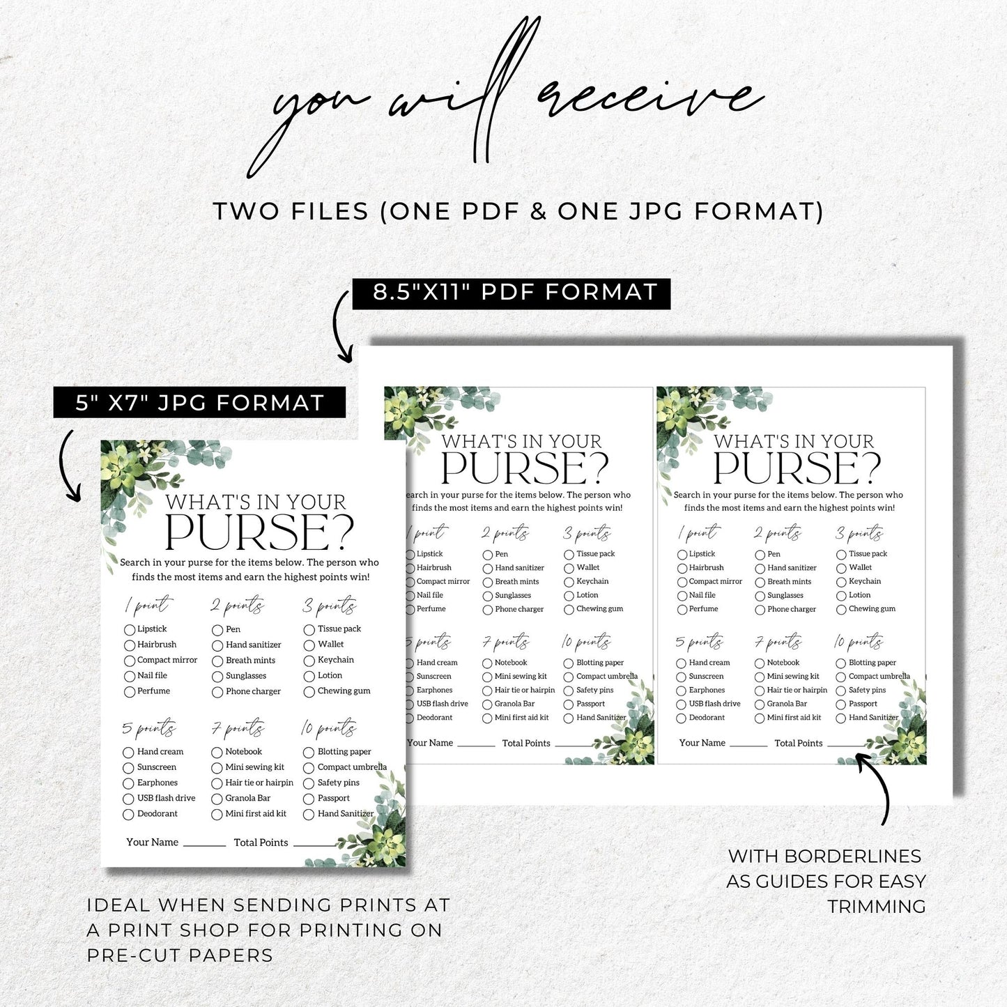 What's In Your Purse Bridal Shower Game Printable