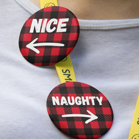 Christmas Naughty or Nice Pinback Button Set 