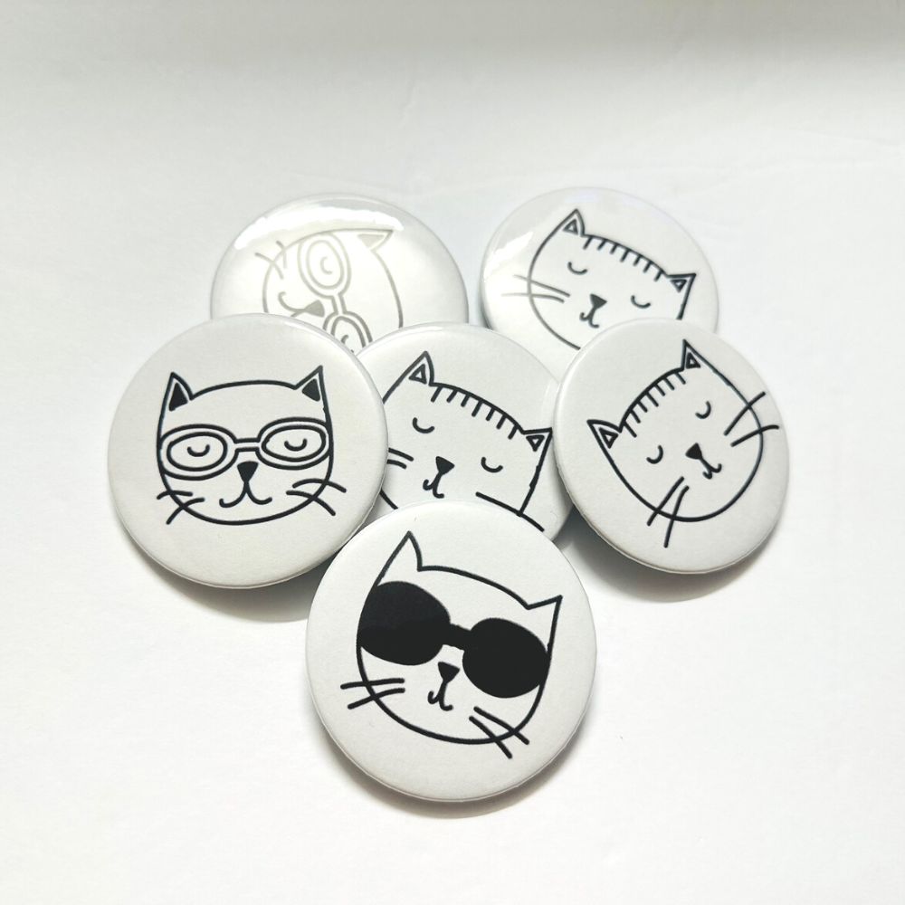 Cute Cat Pin Back Button 2.25"