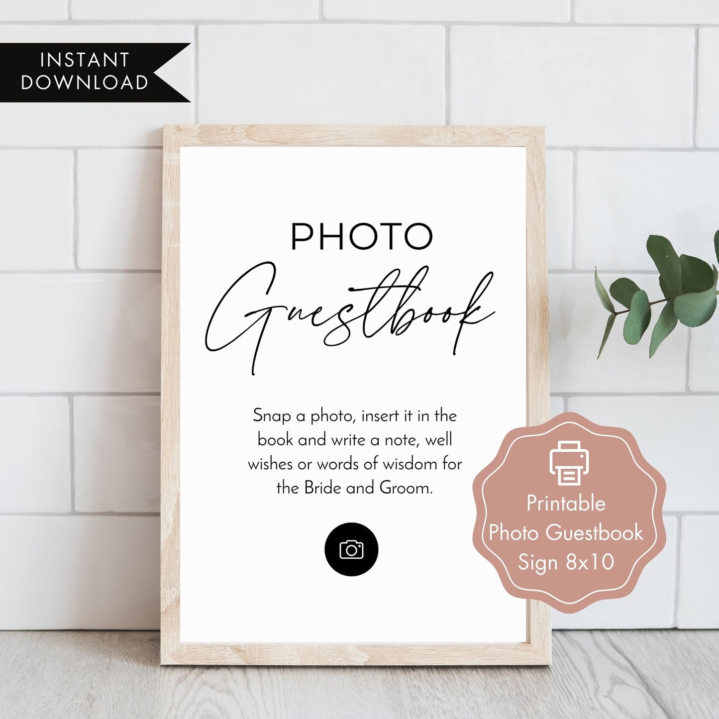Minimalist Photo Guestbook Printable Sign 8x10