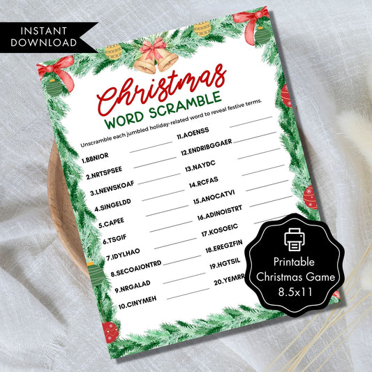 Christmas Word Scramble Game Printable 8.5x11