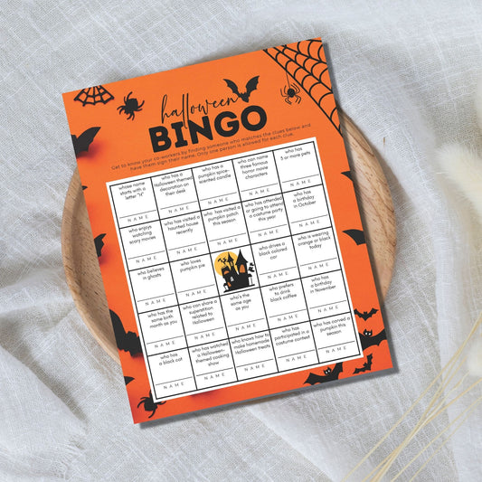 Halloween Bingo Game - Find the Coworker Corporate Office Party Game