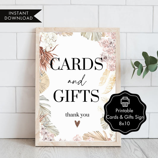 Cards and Gifts Sign 8x10  - Boho Theme