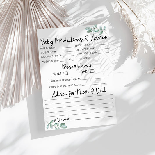 Baby Predictions and Advice Cards Printable