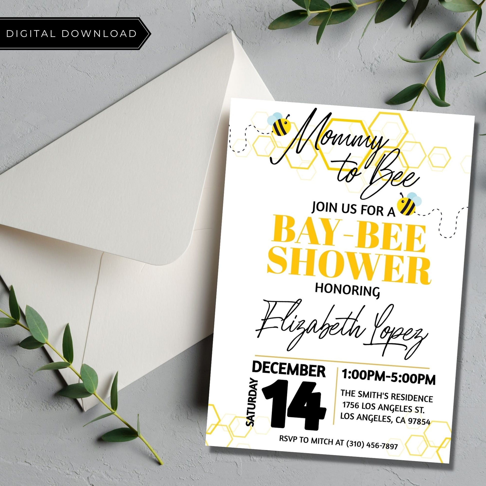 Mommy to Bee Baby Shower Invitation Template