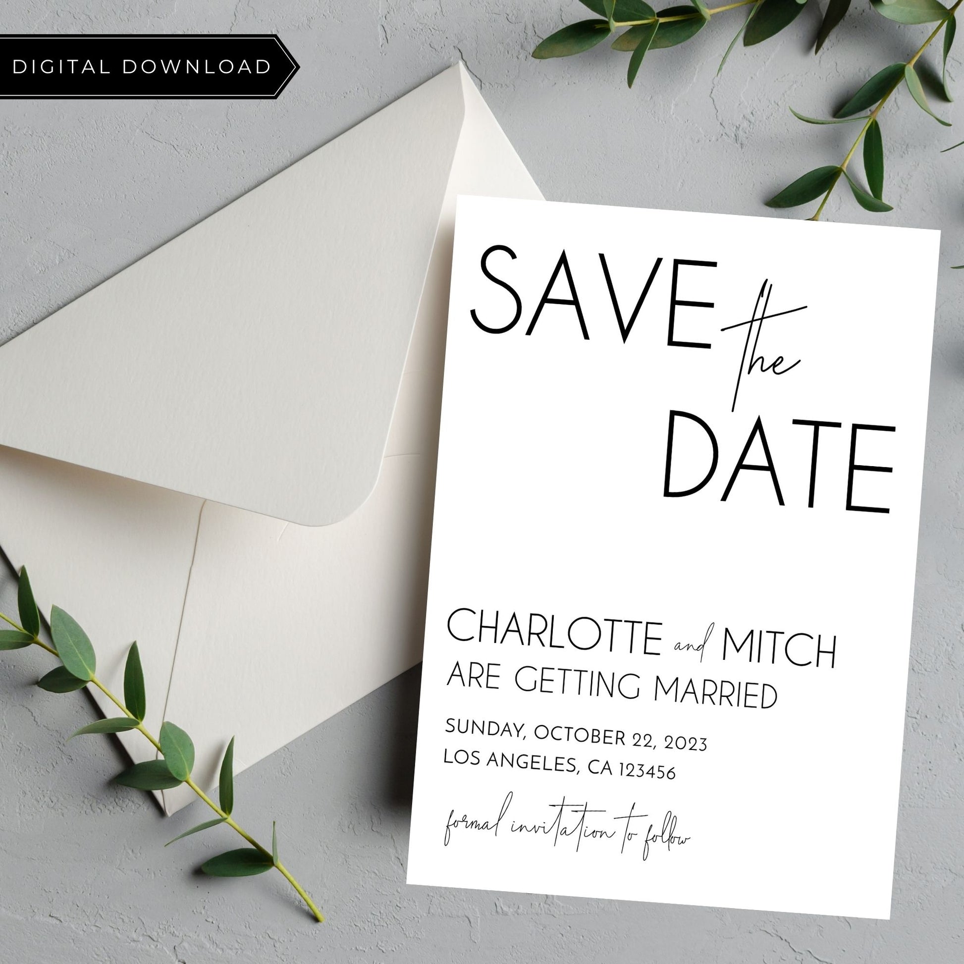 Minimalist Save the Date Invitation Template 5x7